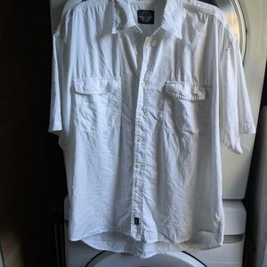 White Cotton Men's Shirt Large, Short Sleeve Dockers